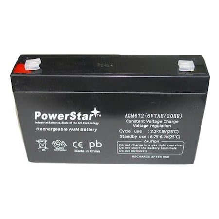 Powerstar PowerStar AGM672-18 6V 7.0Ah SLA0925 NP7-6 PWRBC67 KB670 SLA Battery - UB670ALT22 AGM672-18